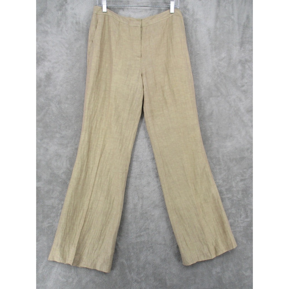 Tomaso Stefanelli Pants 14 Linen Wide Leg Trouser Crinkle Lightweight Career Zip
